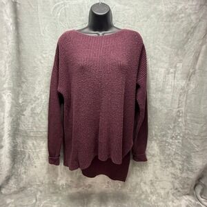 Simply Vera Vera Wang Womens XL Plum Purple Ribbed Knit Asymmetrical Sweater XL